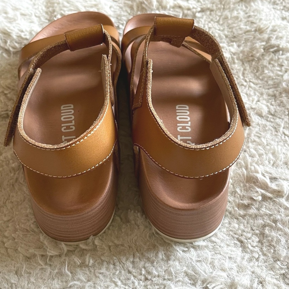 Project Cloud Phased Tan Leather Platform Fisherman Wedge Sandals Womens Size 8 - Picture 3 of 7